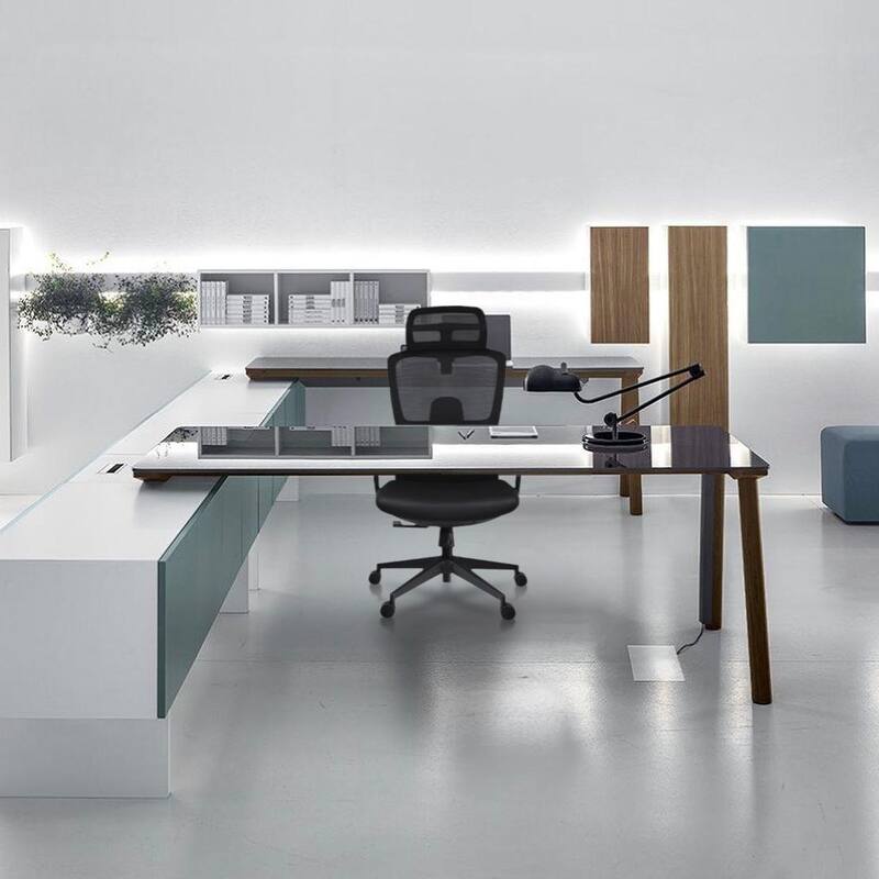 Ergonomic Office Chair with Lumbar Computer Adjustable Headrest Executive Desk Armchair Tall High Back Mesh
