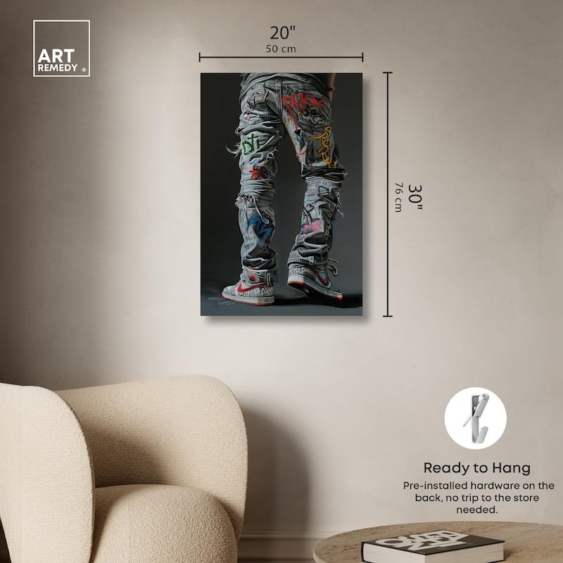 Graffiti Jeans and Sneakers Canvas by Art Remedy, Gallery Wrapped