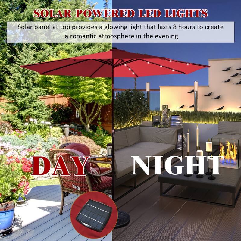 Costway 10' Solar LED Lighted Patio Market Umbrella Shade Tilt