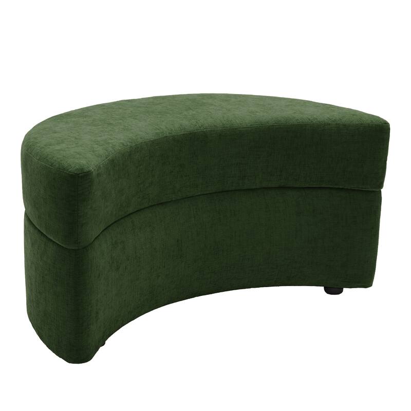 Chenille Half Moon Storage Ottoman(Set of 2)