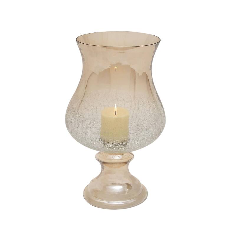 Glass Handmade Turned Style Pillar Hurricane Lamp with Smoked Glass Finish - Gold - Roche River Decor - Gold