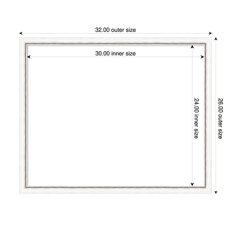 Amanti Art Morgan White Blue Framed Dry Erase Magnetic Board - 32 x 26 in - Morgan White Silver