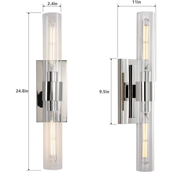 dimension image slide 0 of 3, KAYLA Modern Glass Wall Sconces, Indoor Wall Lighting Wall Light Fixtures, Vanity Light with Glass Shade(2-Sets)