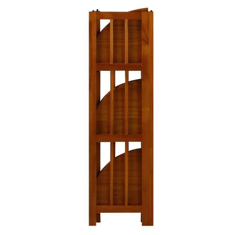 Mission 4-shelf Corner Folding 100% Solid Wood Bookcase