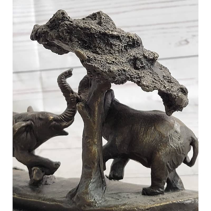 Imitative Elephant Family On The African Savannah Bronze Metal Statue Sculpture Decor Art