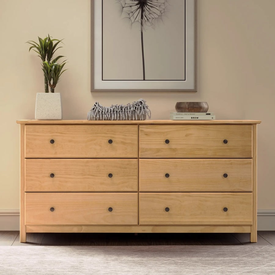 all wood 6 drawer dresser Sera Fluted 6-Drawer Horizontal in levelers to adapt to varying floor levels Anton Solid Wood Narrow 6-Drawer