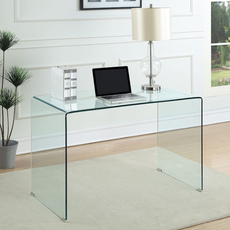 Ripley 47-inch Tempered Bent Glass Writing Desk Clear - Clear Glass