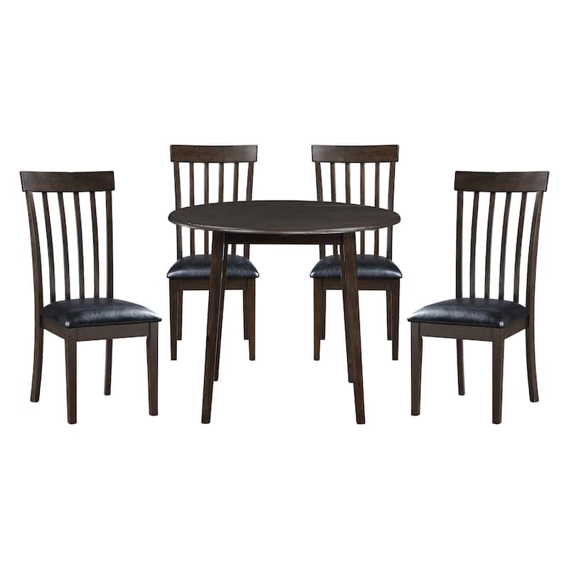 Corinne Wood Drop Leaf 5-Piece Dining Set - Espresso