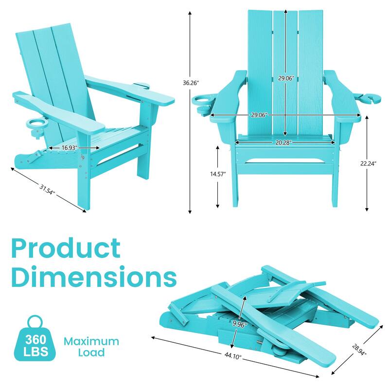 Foldable HDPE Modern Chair with Dual Cup Holders