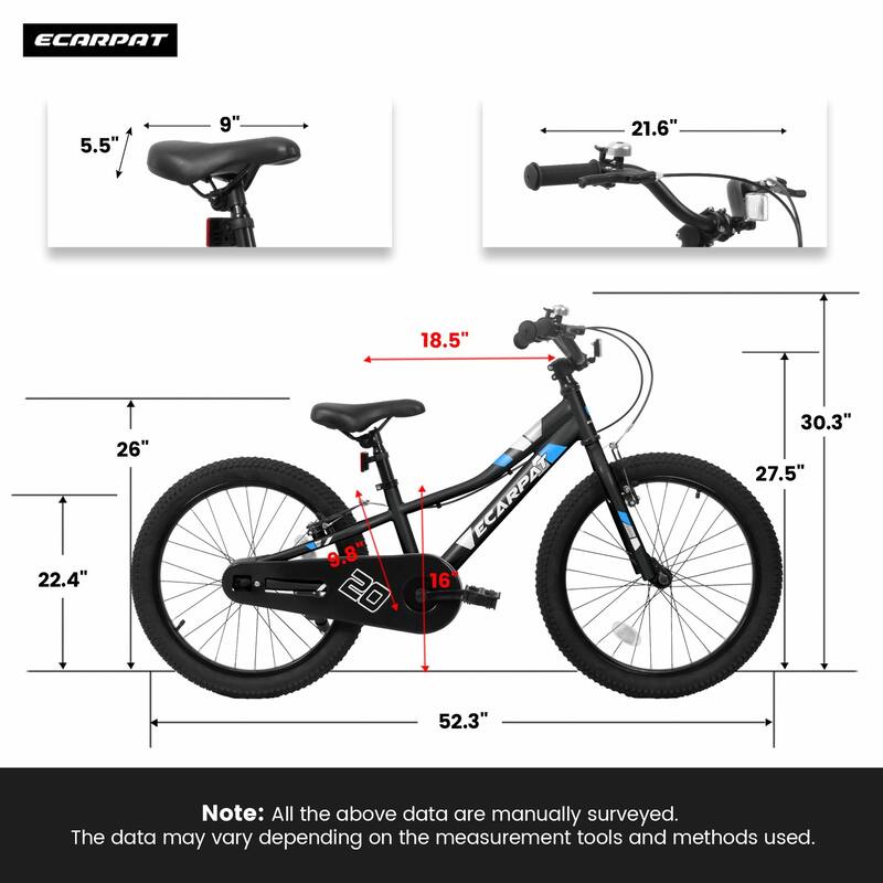 Kids' 20-Inch Bike - 1-Speed, For 3-5 Years, Front V Brake, Rear Holding Brake