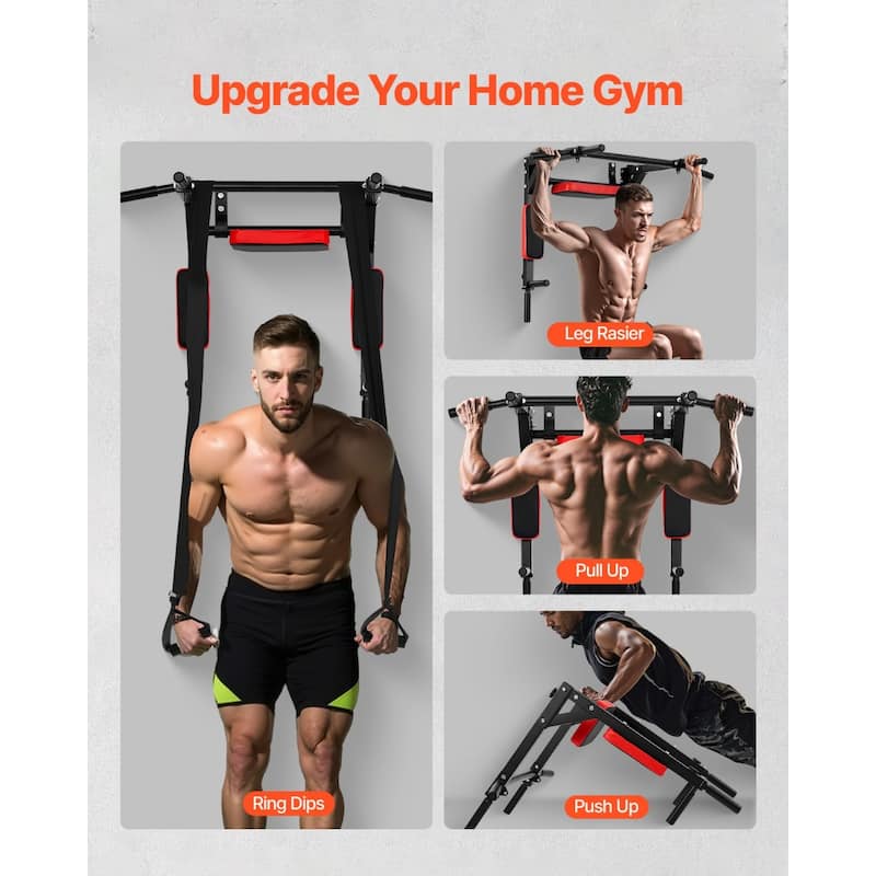 Multifunctional Pull Up Dip Bar Wall Mounted Heavy Duty Home Gym Chin Up Bar with Cushion Seat - 37.48” x 24.72” x 29.65”