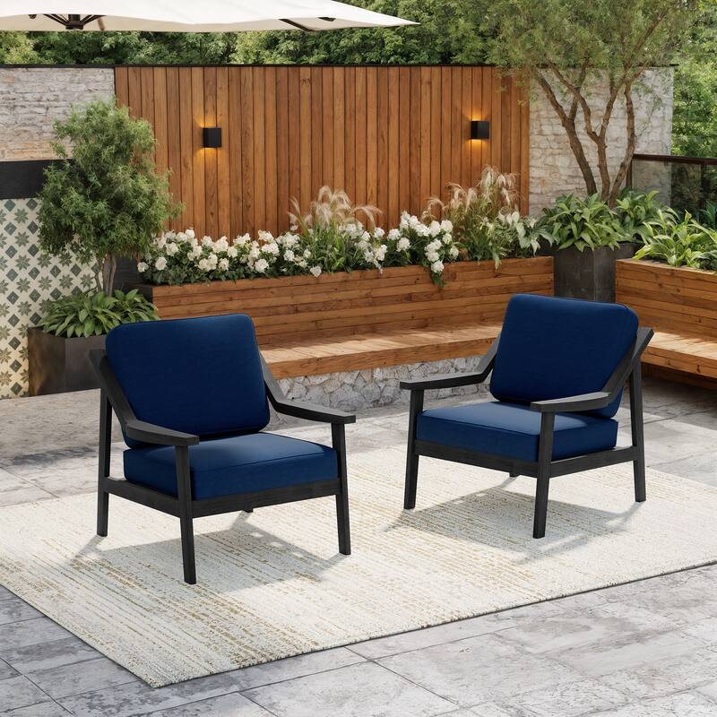 Solid Wood Outdoor Arm Chair Loveseat with Cushion