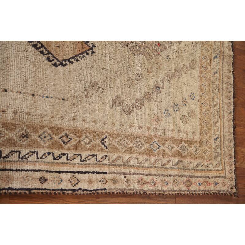 Geometric Gabbeh Persian Vintage Area Rug Hand-Knotted Wool Carpet - 4'7"x 7'3"