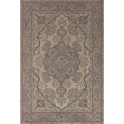 Floral Tabriz Persian Vintage Area Rug Handmade Wool Carpet - 6'7" x 9'8"