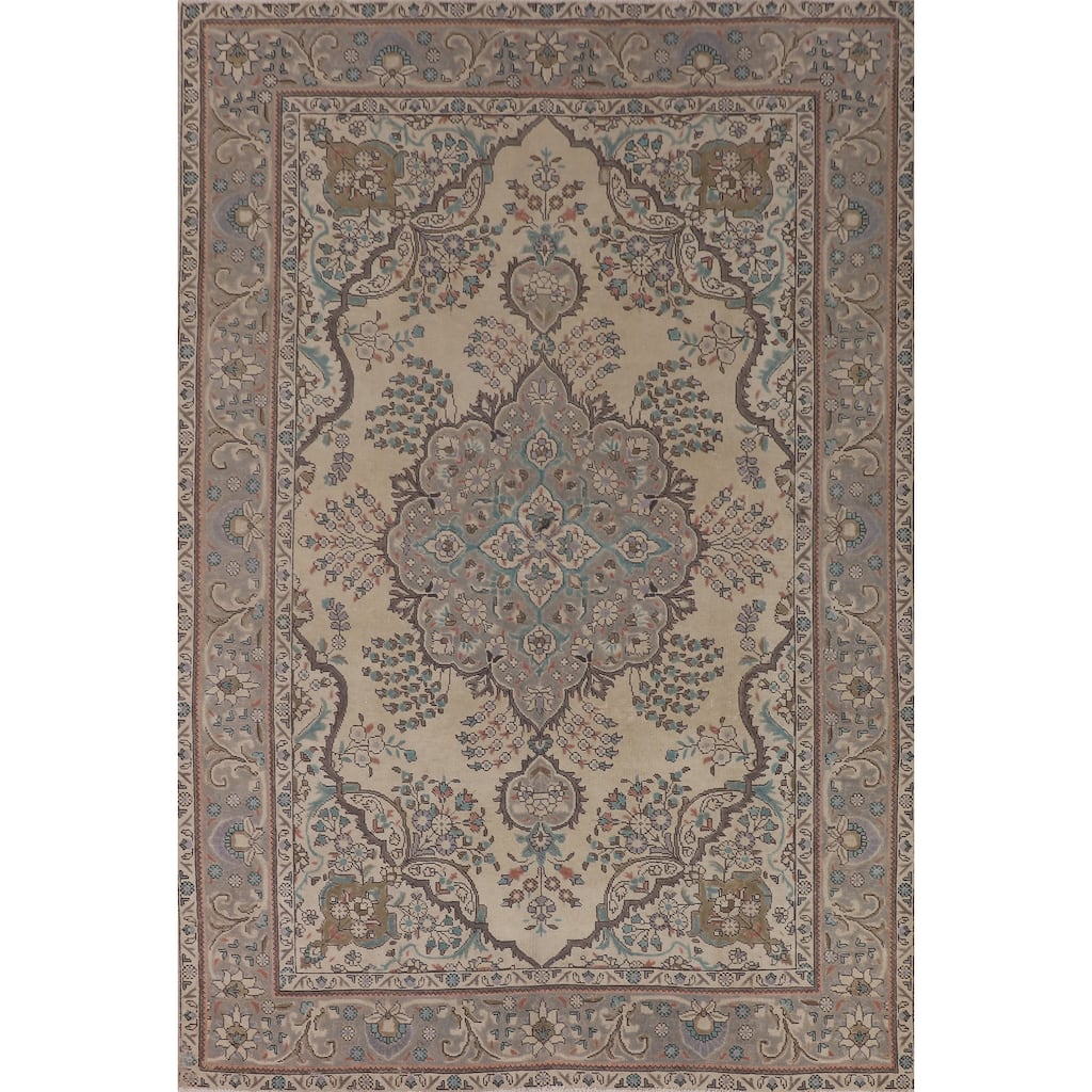 Floral Tabriz Persian Vintage Area Rug Handmade Wool Carpet - 6'7" x 9'8"