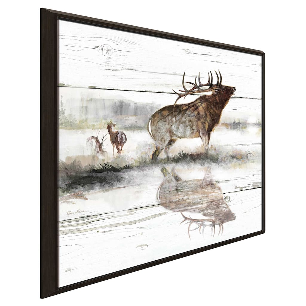 "Rustic Misty Elk" by Ruane Manning Print on Floating Canvas