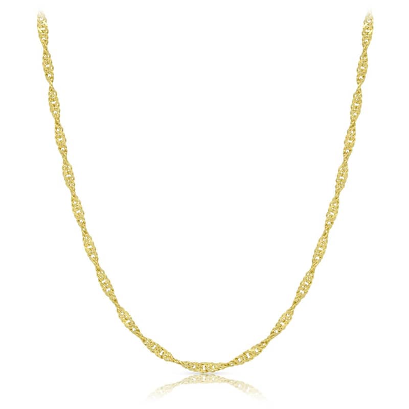 14k Yellow Gold Singapore Chain Necklace 1.0mm 16"-24"