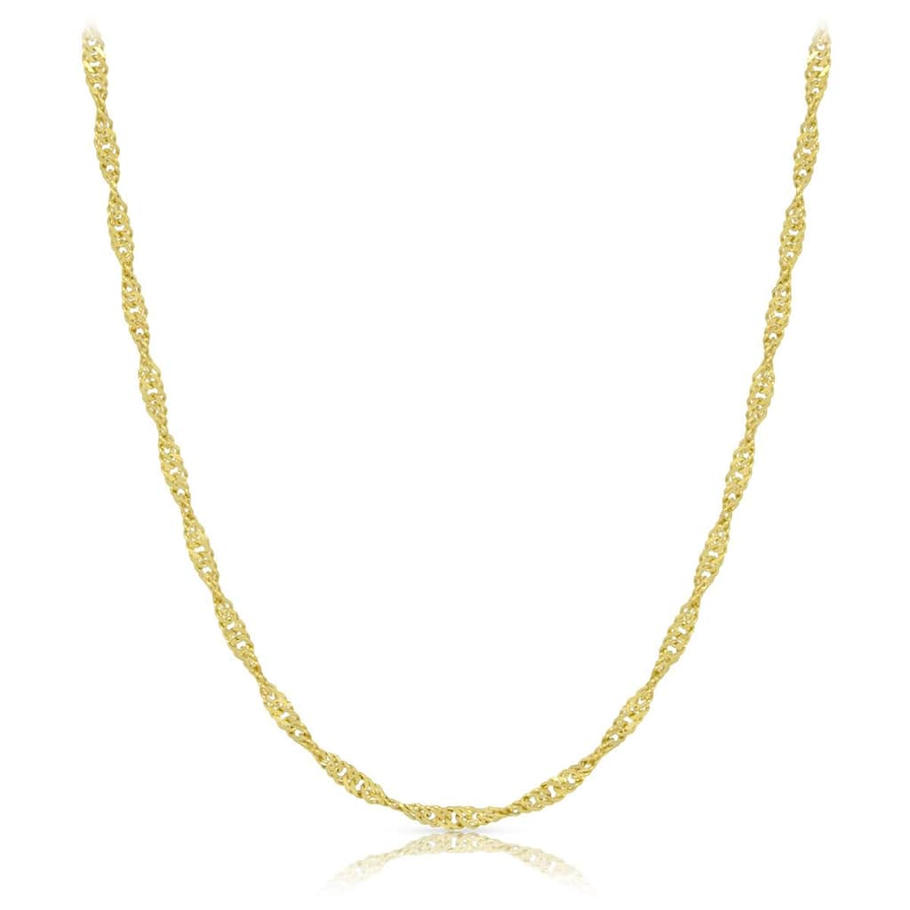 14k Yellow Gold Singapore Chain Necklace 1.0mm 16"-24"