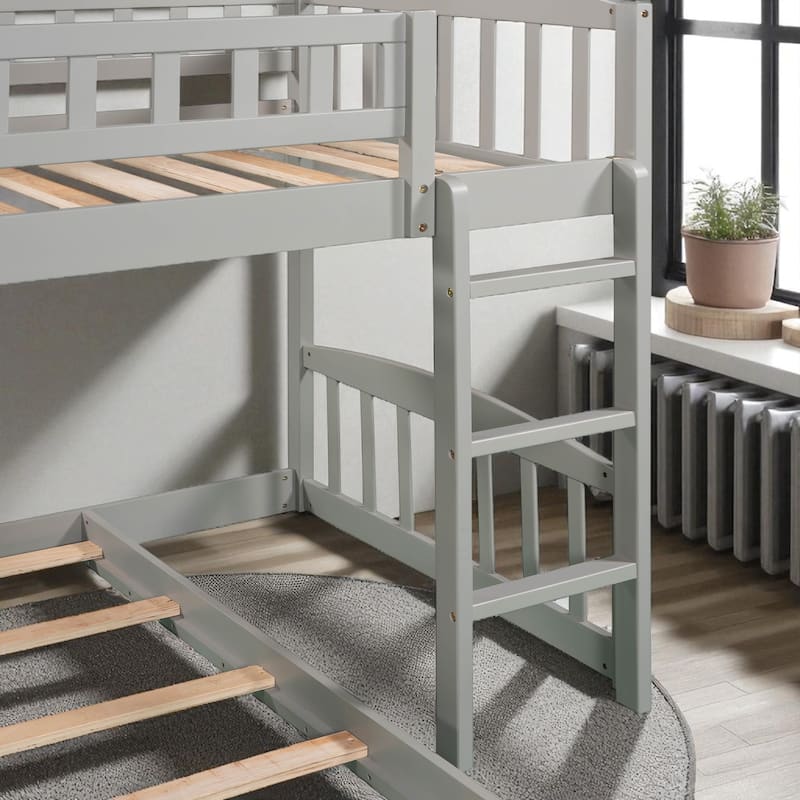 Stairway Twin over Twin Bunk Bed with Slide and 2 Drawers, Reversible Ladder and Guardrails