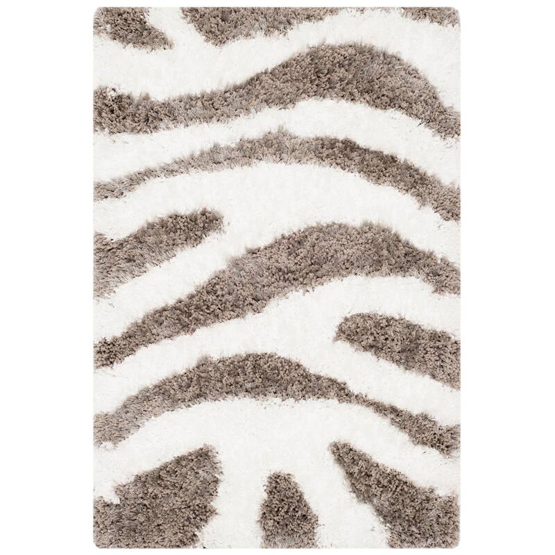 SAFAVIEH Handmade Barcelona Shag Here Polyester Rug - 2' x 3' - Ivory/Silver