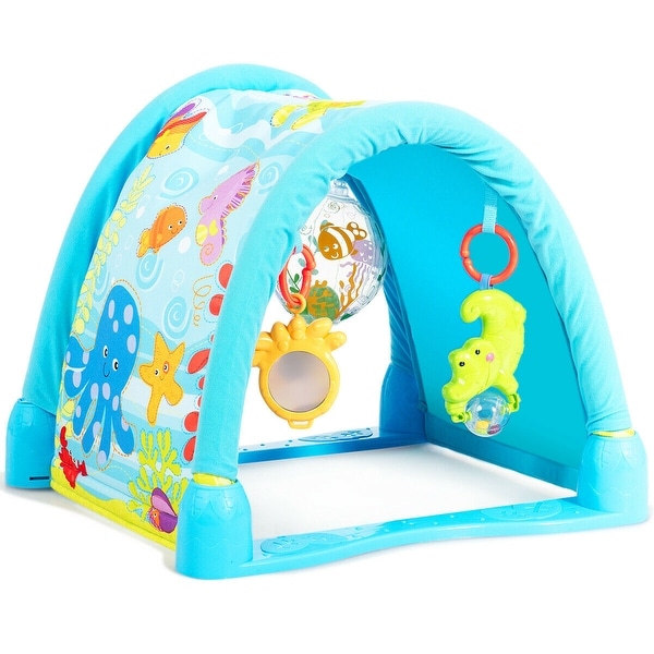 Gymax 4-in-1 Activity Play Mat Baby Activity Center w/3 Hanging Toys - Green. Opens flyout.