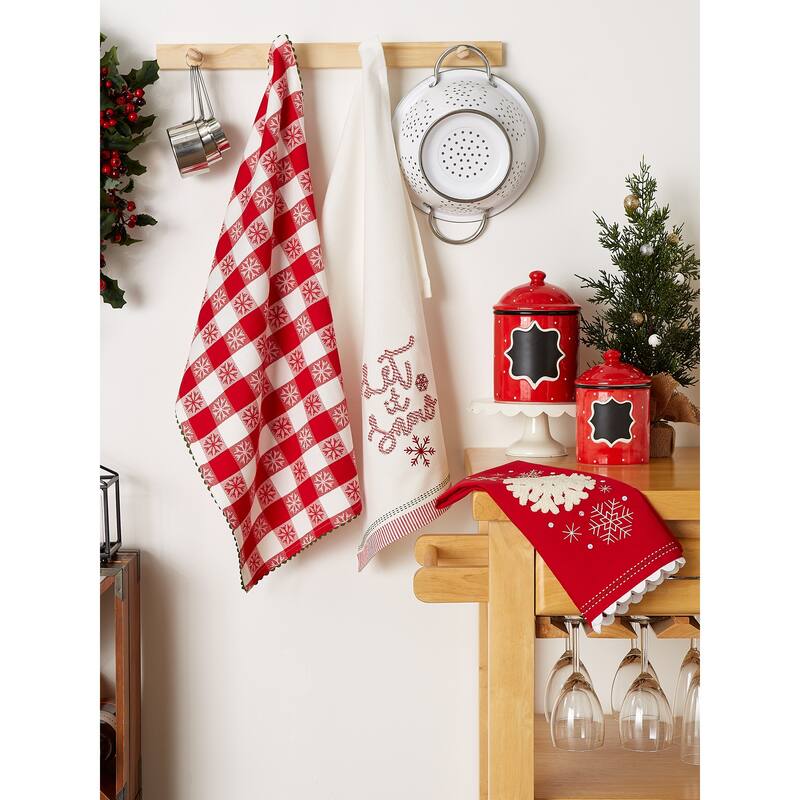 DII Santa Chef Clause Kitchen, Let It Snow Dishtowel Set of 3