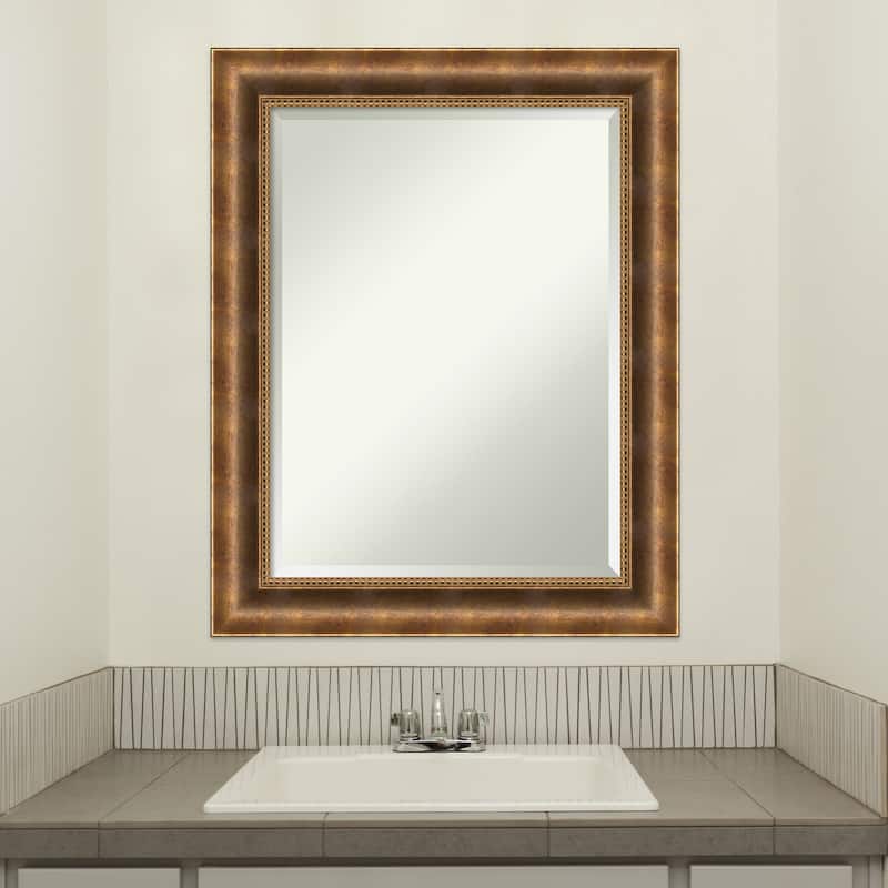 Beveled Wood Bathroom Wall Mirror - Manhattan Bronze Frame