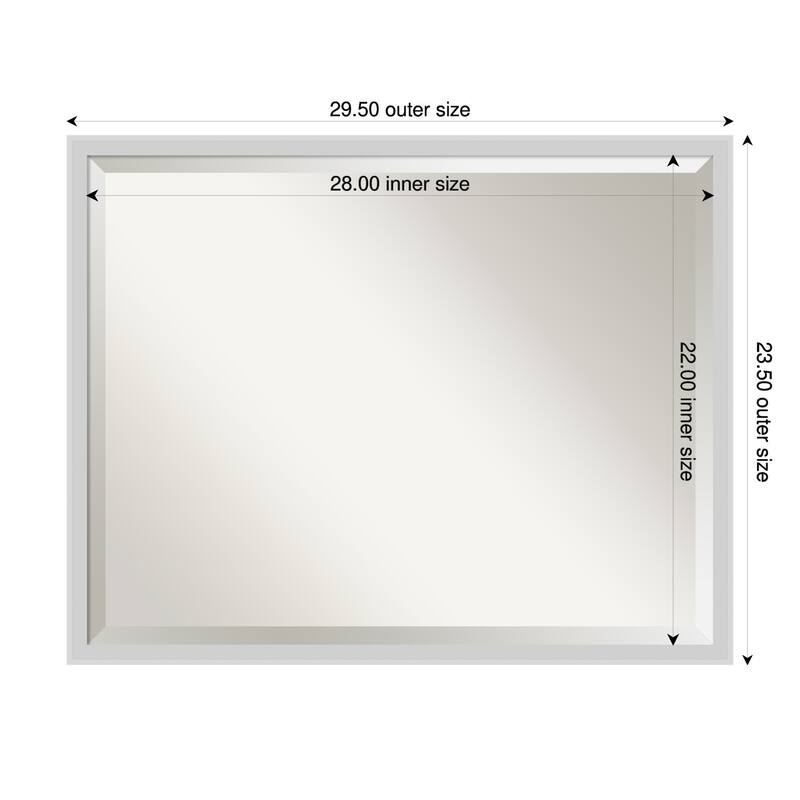 Incline Beveled Wood Framed Wall Mirror - 30 x 24 in - Incline Silver