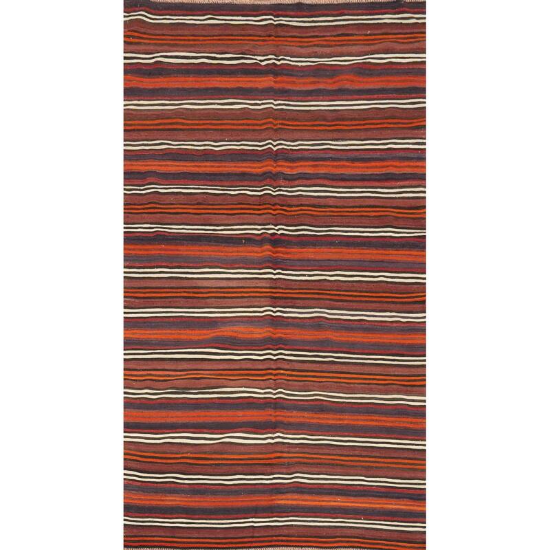 Hand Woven Oriental 100% Wool Carpet Southwestern Geometric Multi-Colored Kilim Area Rug - 9' 3'' X 4' 8''