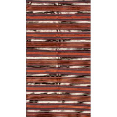 Hand Woven Oriental 100% Wool Carpet Southwestern Geometric Multi-Colored Kilim Area Rug - 9' 3'' X 4' 8''