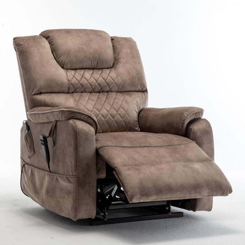 Oversized Electric Lift Recliner with OKIN Motor, Infinite Recline to 180°, Extra-Wide Seat, and Convenient Side Storage