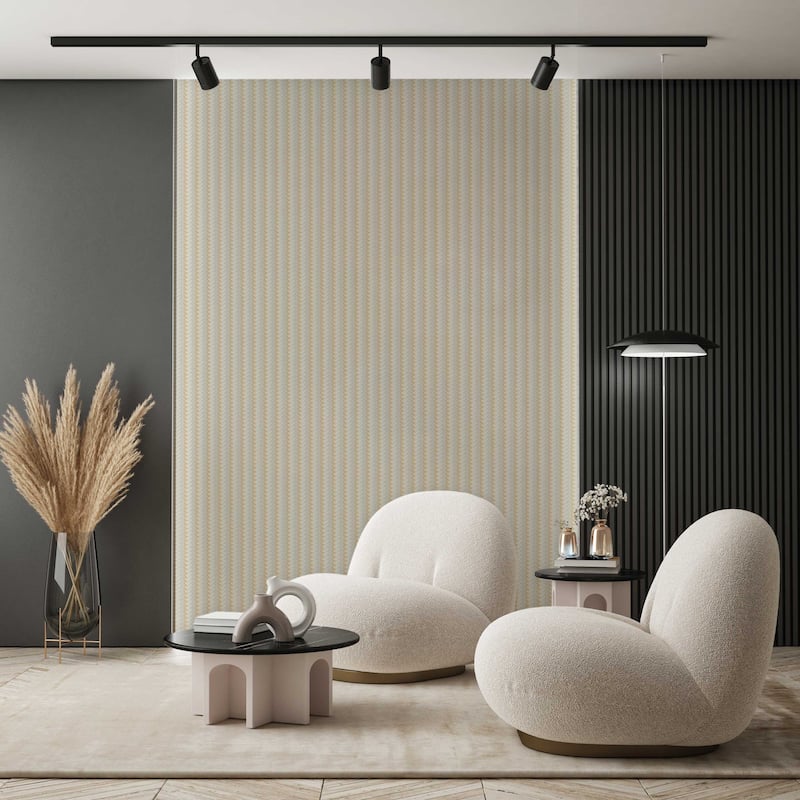 Chevron Basket Weave Timeless Quilted Feel Jute Design Wallpaper