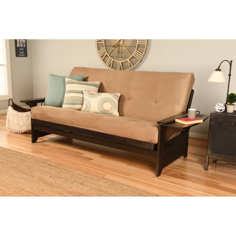 Copper Grove Dixie Espresso Full-size Futon Set with Bonded Leather Innerspring Mattress - Suede Peat