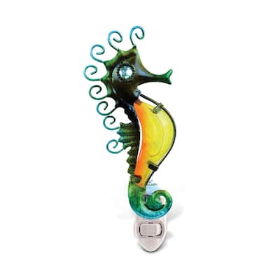 CoTa Global Seahorse Glass Art Night Light, Manual On And Off Switch - 2.5Lx2.25Wx6.5H inches