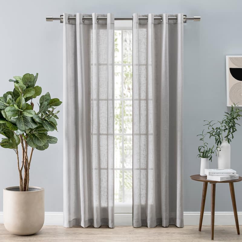Shannon Premium Slubbed Linen Grommet Curtain Double Wide Patio Panel - 110"W x 84"L - Grey