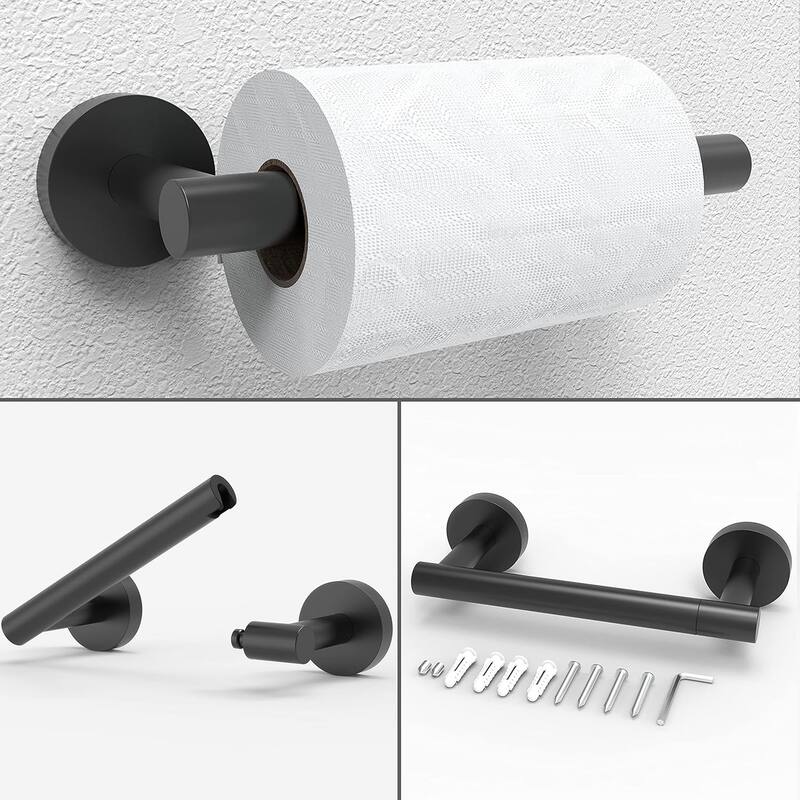 2-Piece Wall Mount Hardware Set 304 Stainless Steel Toilet Paper Holder and Towel Ring