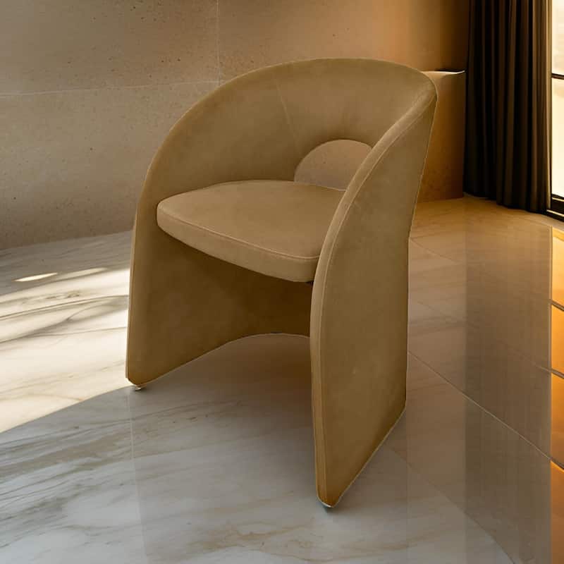 Tan/Tan Fabric Upholstered Metal Frame Dining Chair, Sturdy Dining Chair for Dining Rooms - 23.5