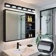 preview thumbnail 9 of 10, 46.5 in. 6-Light Black Metal Modern Bathroom LED Vanity Light with Black Shade, Over Mirror Bath Wall Lighting