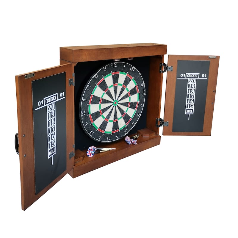 Hathaway Farmington Bristol Dartboard & Cabinet Set - Walnut Finish