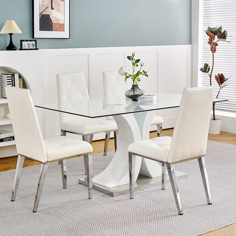 Home Furniture Kitchen Breakfast Chairs, Restaurants PU Upholstered Side Chair, Conference Chair with Gold Legs Set of 2
