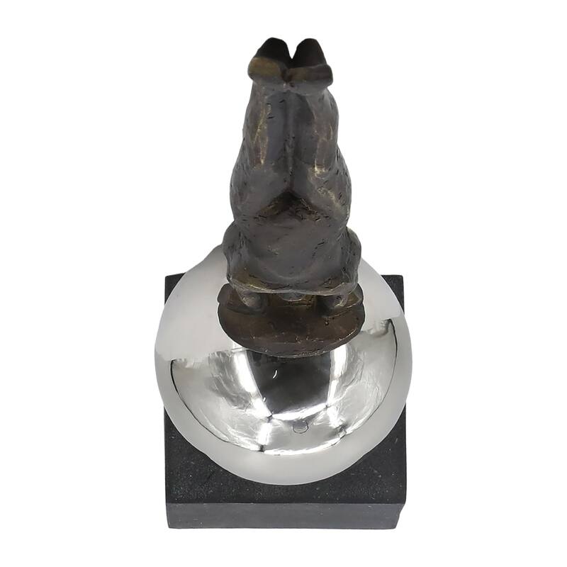 Sagebrook Home Unique 23" Augustolo Figurine Standing on Stainless Steel Sphere, Resilient Resin - 5" x 5" x 23"