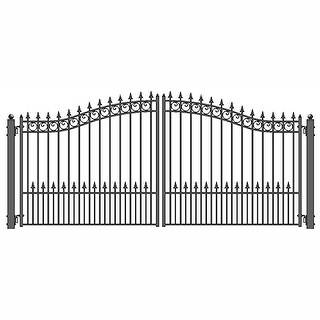 ALEKO Ornamental Steel Dual Swing 18 ft Driveway Gate Prague Style ...