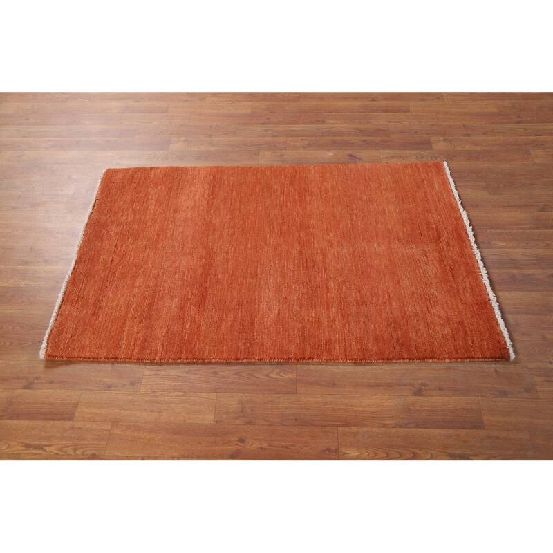Orange Gabbeh Modern Foyer Rug Hand-Knotted Wool Carpet - 2'8"x 4'0"