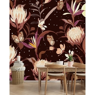 Brown Floral Wallpaper - Bed Bath & Beyond - 35647399