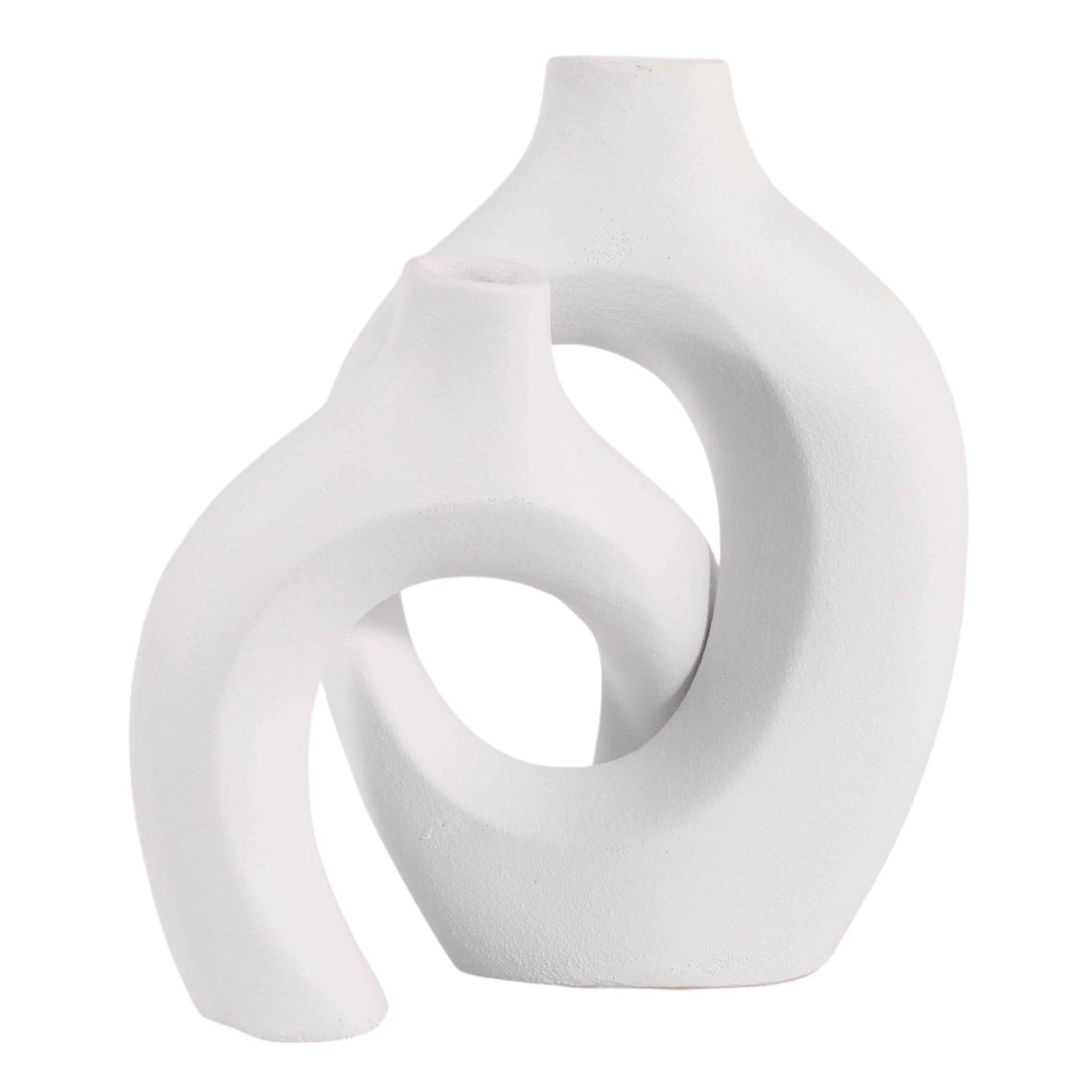 Sagebrook Home Modern Neutral Ceramic White Round Interlocking Vases
