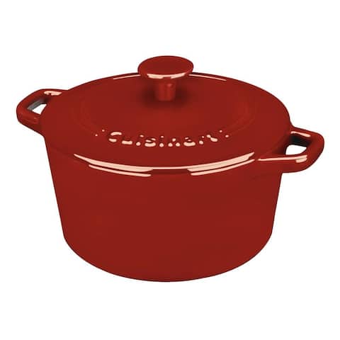Cuisinart CI630-20CR Chef's Classic Enameled Cast Iron 3-Quart Round Covered Casserole, Cardinal Red