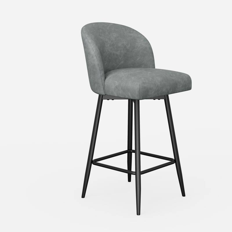 Counter Height Bar Stools Set of 2,360° Swivel Barstools with High Back and Metal Legs,26" Seat Height