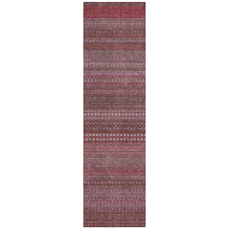Machine Washable Indoor/ Outdoor Moroccan Stripes Chantille Rug