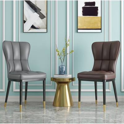 Contemporary Faux Leather Upholstered Parsons Dining Chair (Set of 2) - 16.1 x 17.3 x 35.4