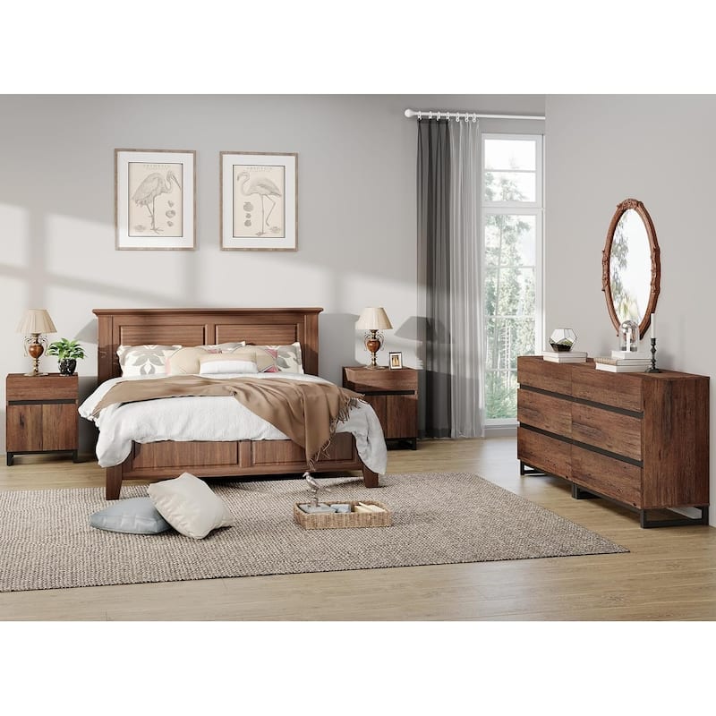 WAMPAT Dresser and Nightstand Set of 3 - 63 Inch Dresser+2 Nightstand - Brown